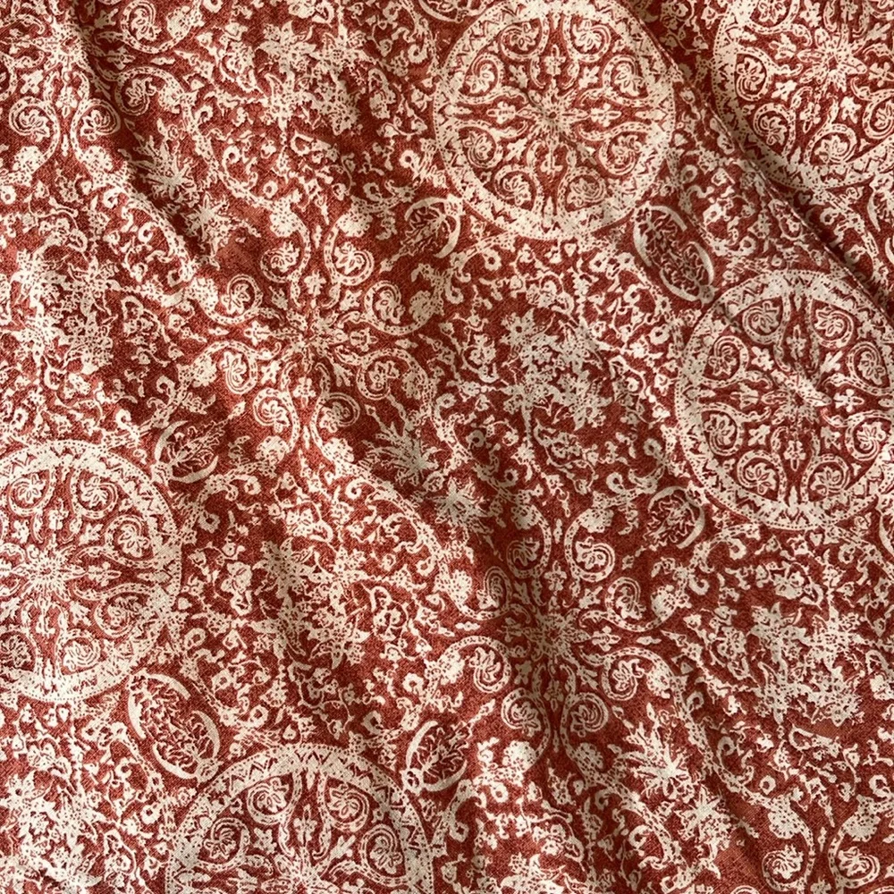 Pottery Barn Burnt Orange Tara Block Print Boho Table Runner